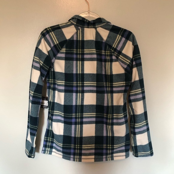 Eddie Bauer Quest Fleece Sweatshirt Long Sleeve Quarter Zip Pear Plaid New Small - Picture 3 of 8